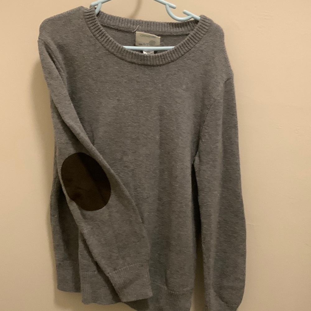Sweater with suede-like  elbows embellishment